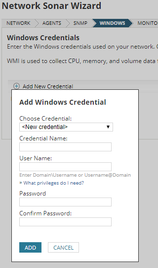 Add Windows credential